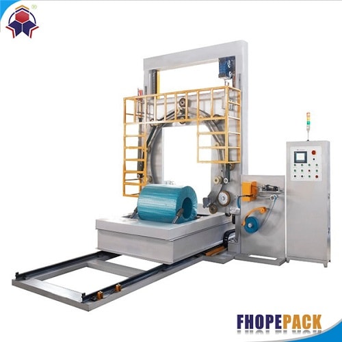 Steel coil wrapper machine for PC wire coil